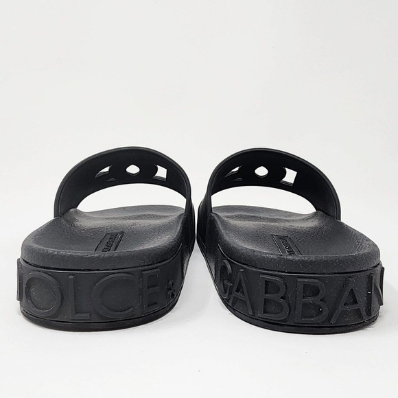 Dolce & Gabbana Black Logo-Embossed Rubber Pool Slides w/ Cushion Sole. EU35/US5 - Picture 6 of 10